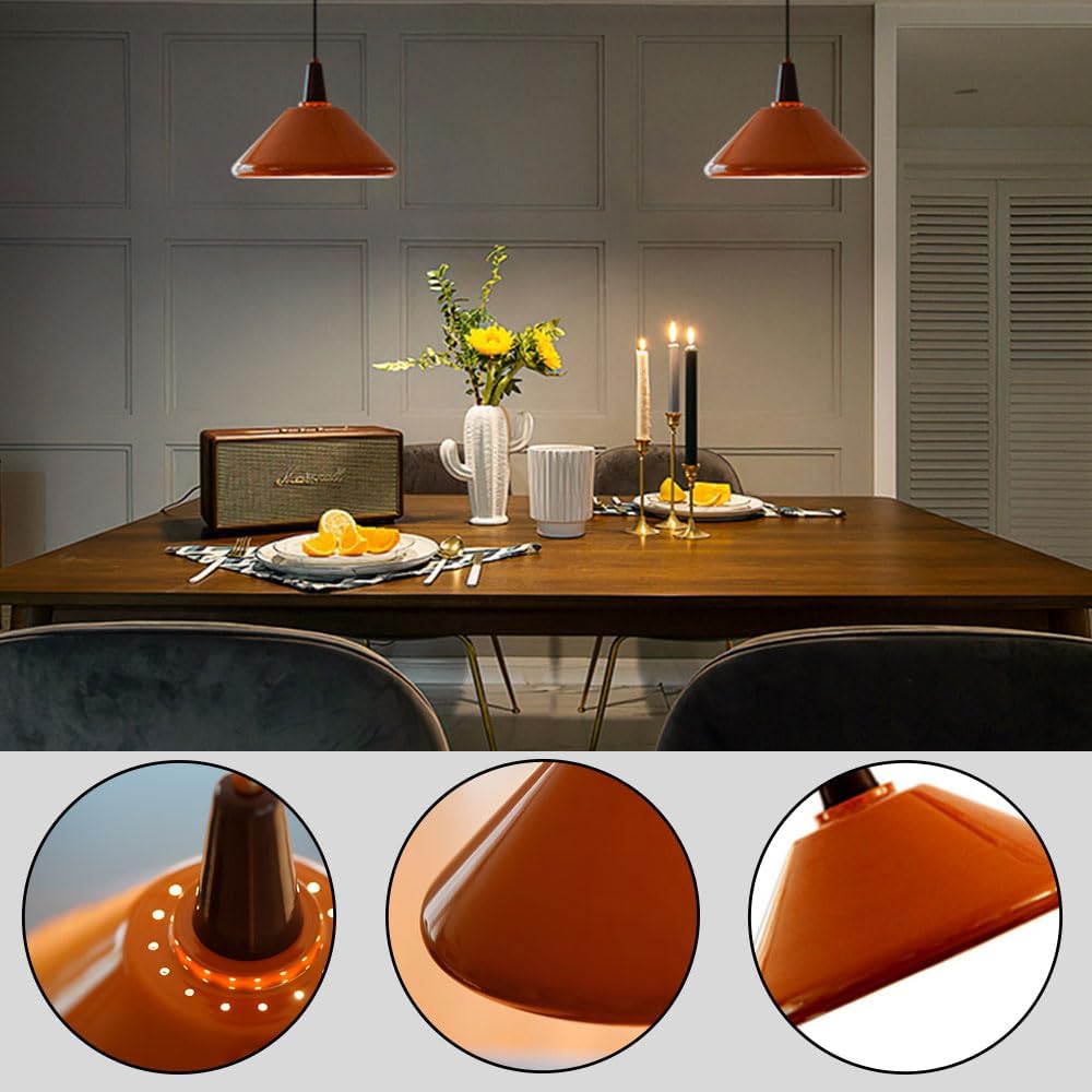 Stylish Orange Iron Pendant Light for Simple Kitchen Aesthetics - Modern Ceiling Fixture for Bright and Inviting Spaces