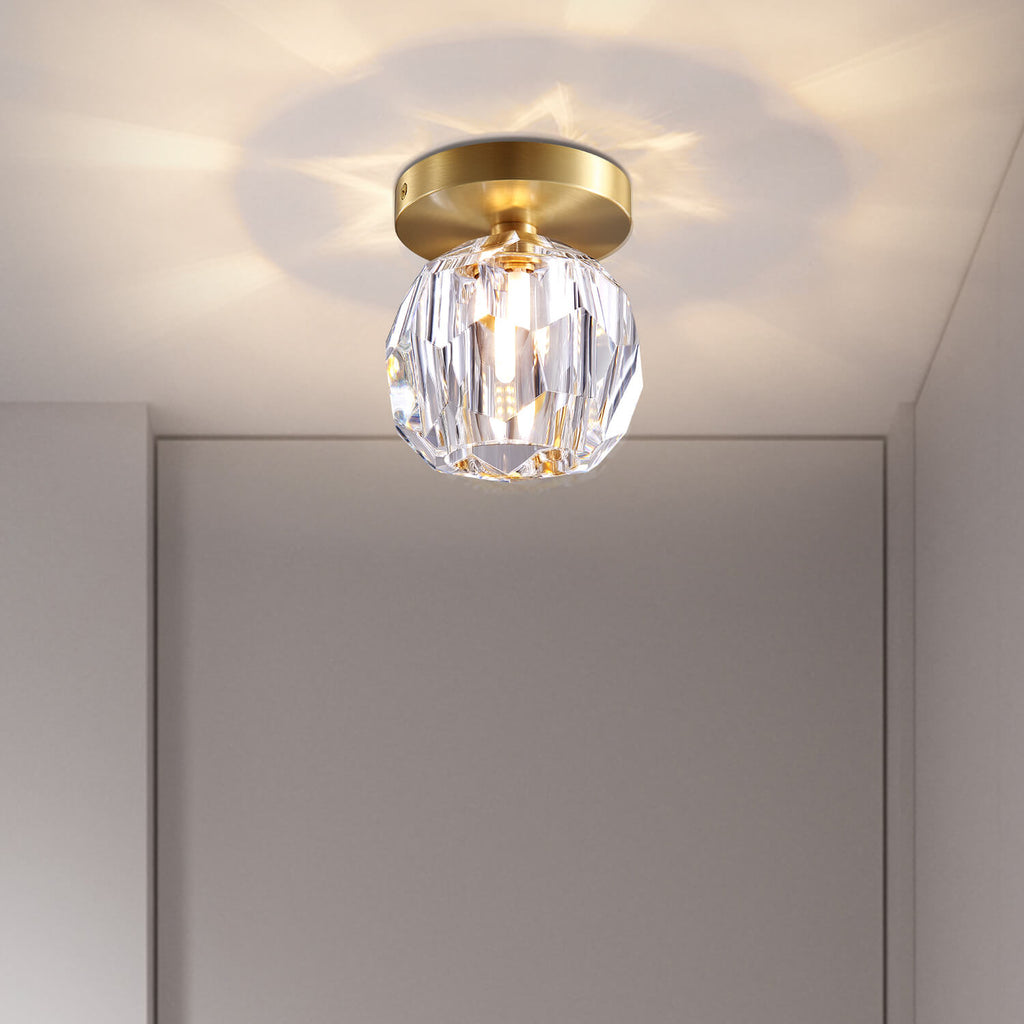 Nordic Luxury Minimalist Crystal and Metal Ceiling Light Fixture for Elegant Home Illumination and Stylish Décor