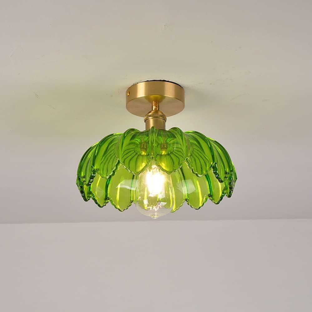 Elegant Minimalist Green Glass Semi-Flush Ceiling Light Fixture for Contemporary Home Décor and Ambient Illumination