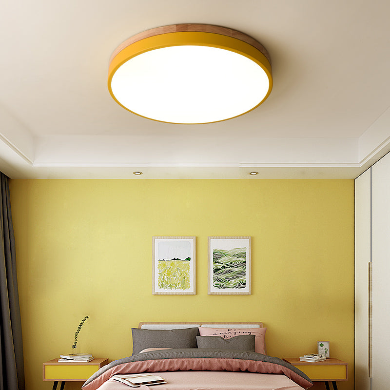 Elegant Wooden Round Flush Ceiling Lights for Living Room - Stylish Illumination for Home Décor and Ambient Lighting