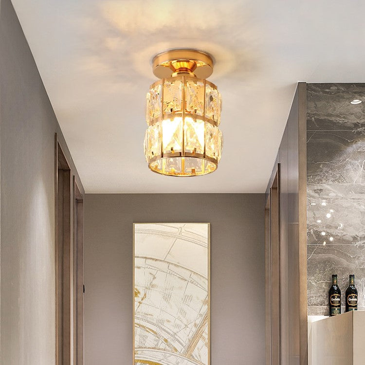 Contemporary Gold Glass Semi-Flush Ceiling Light for Hallway - Elegant Lighting Fixture for Modern Interiors