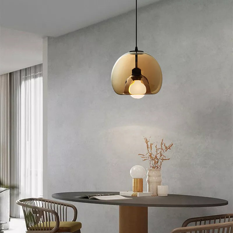 Modern Retro Copper and Glass Pendant Light for Hallway – Stylish Lighting Fixture for Contemporary and Vintage Interiors