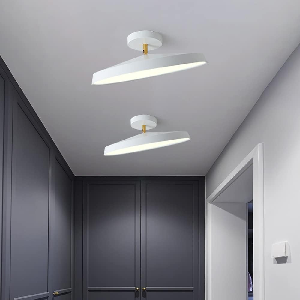 Minimalist White LED Semi-Flush Ceiling Light Fixture for Bedroom Ambience and Modern Home Decor