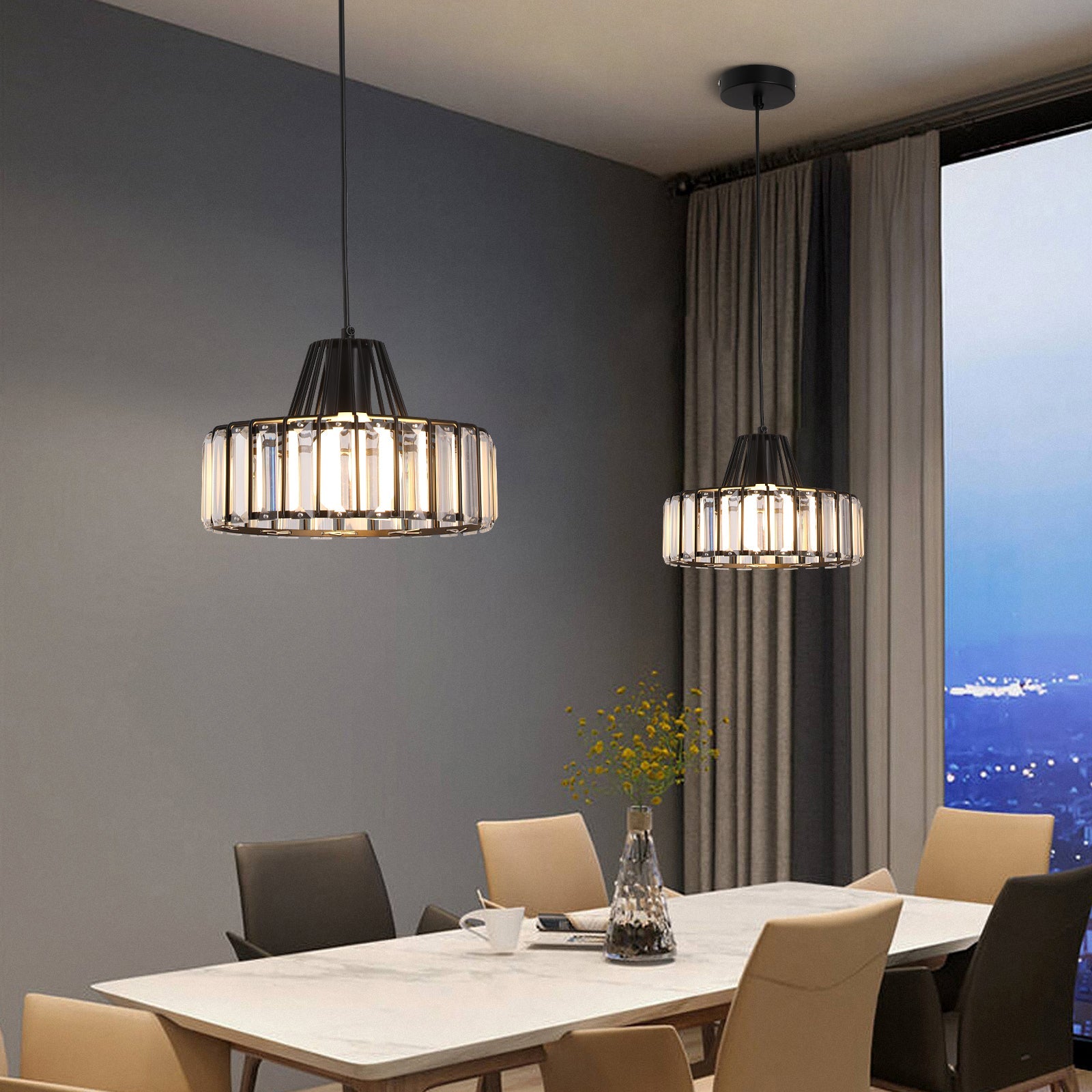 Elegant Modern Black Crystal Pendant Light Fixture for Stylish Home Décor and Ambient Illumination in Any Room