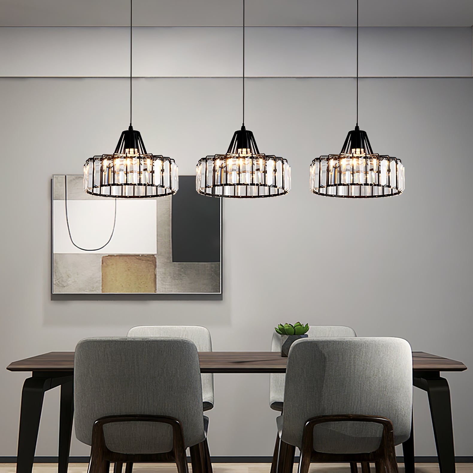 Elegant Modern Black Crystal Pendant Light Fixture for Stylish Home Décor and Ambient Illumination in Any Room