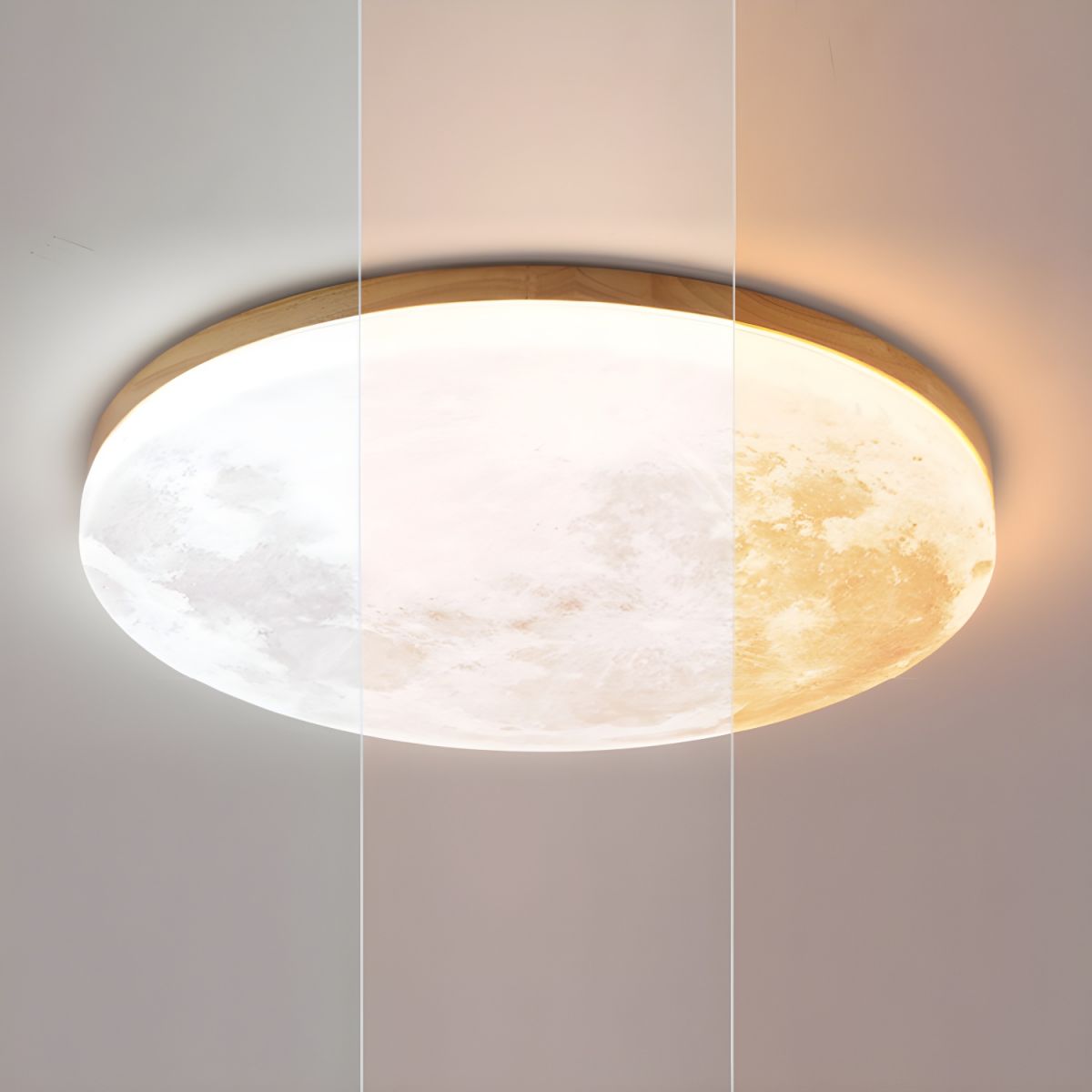 Art Deco Inspired Round LED Ceiling Light for Living Room - Elegant Moon Design for Modern Home Décor