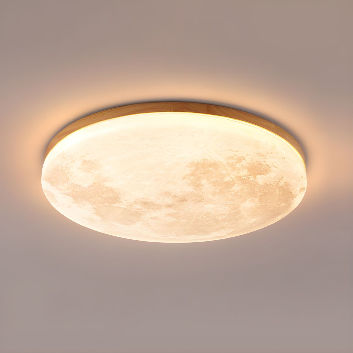 Art Deco Inspired Round LED Ceiling Light for Living Room - Elegant Moon Design for Modern Home Décor