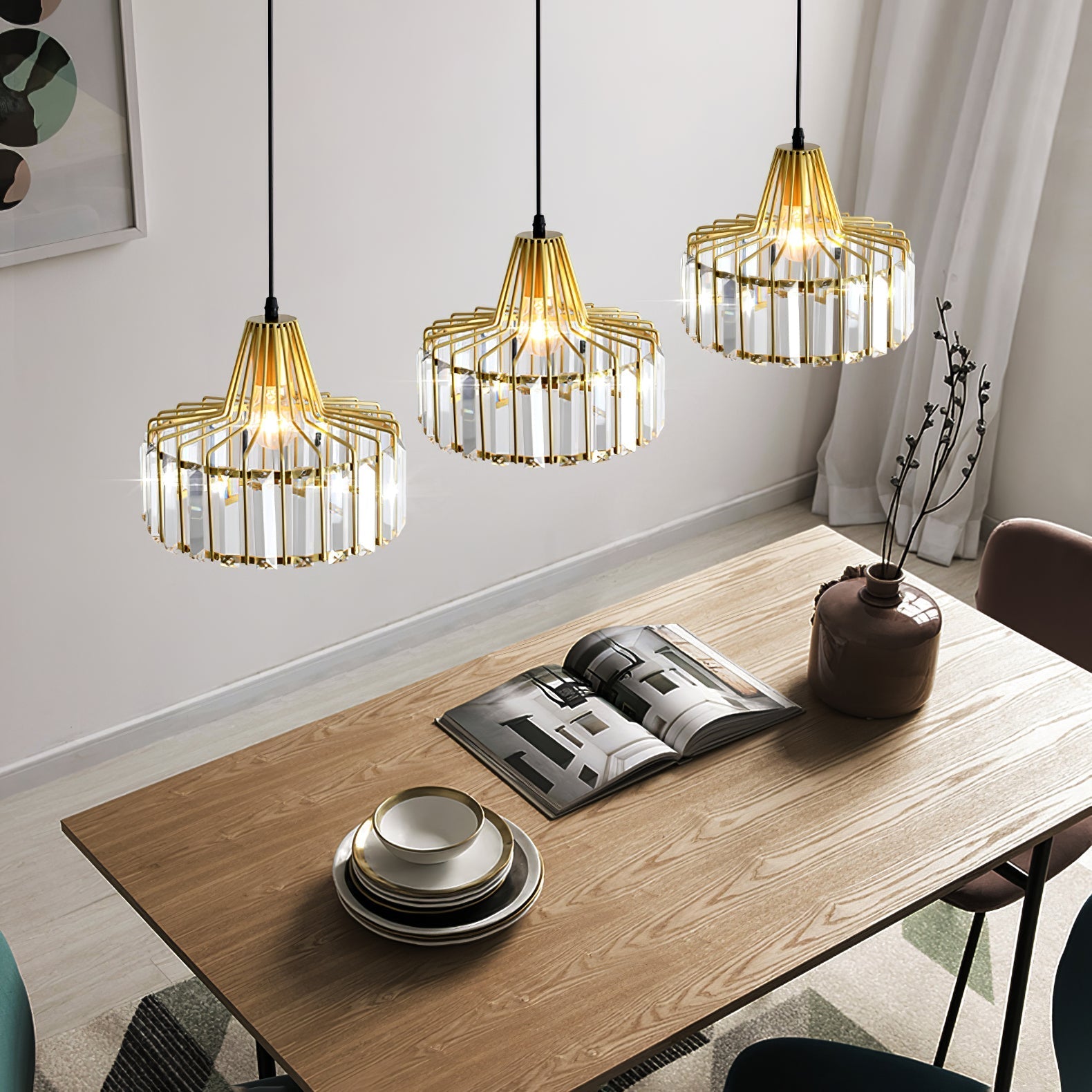 Elegant Modern Black Crystal Pendant Light Fixture for Stylish Home Décor and Ambient Illumination in Any Room