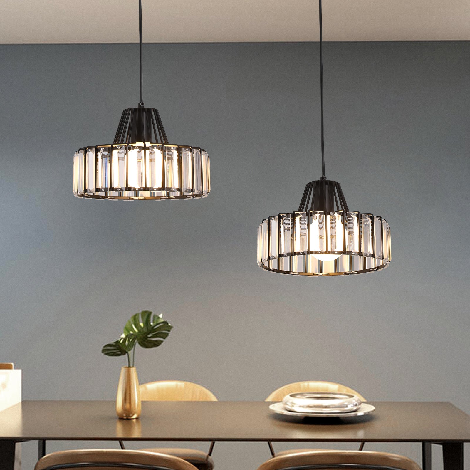 Elegant Modern Black Crystal Pendant Light Fixture for Stylish Home Décor and Ambient Illumination in Any Room