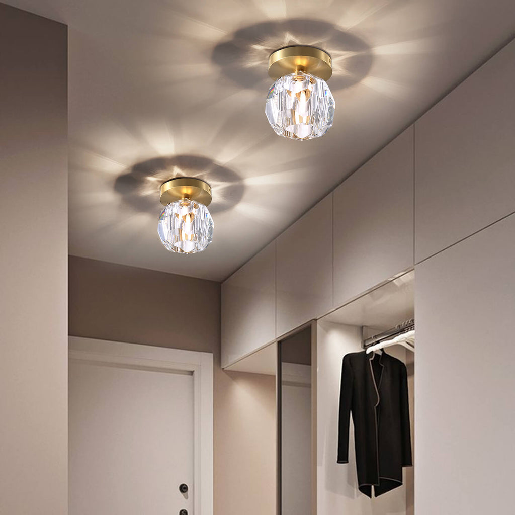 Nordic Luxury Minimalist Crystal and Metal Ceiling Light Fixture for Elegant Home Illumination and Stylish Décor