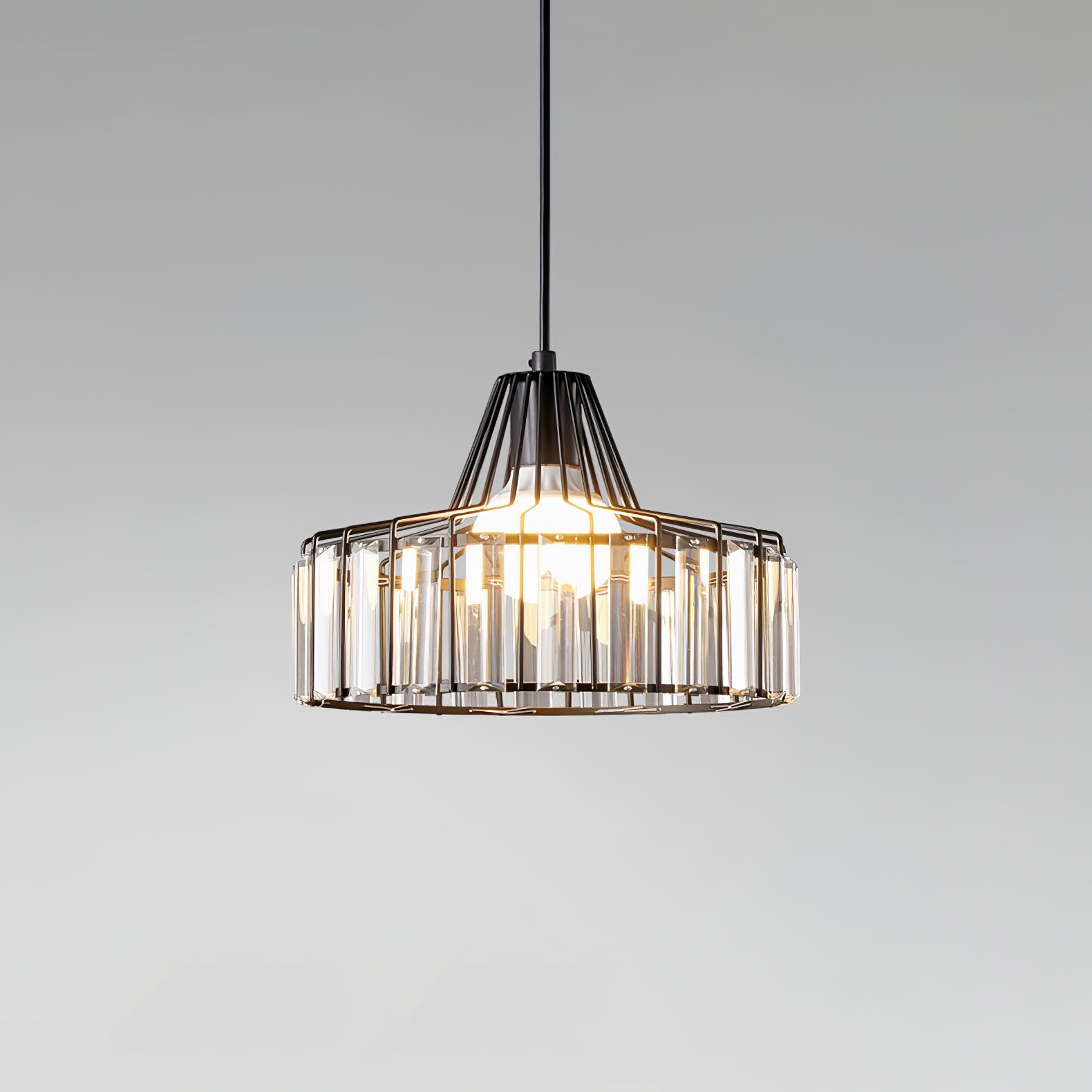 Elegant Modern Black Crystal Pendant Light Fixture for Stylish Home Décor and Ambient Illumination in Any Room