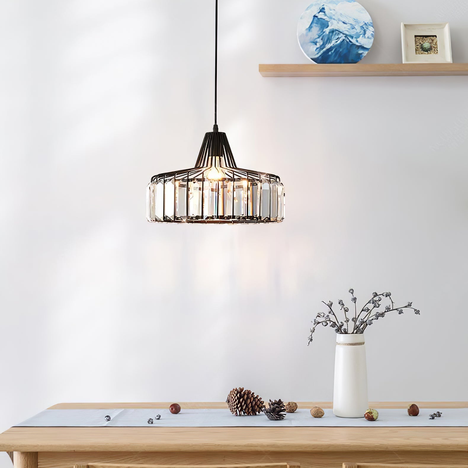 Elegant Modern Black Crystal Pendant Light Fixture for Stylish Home Décor and Ambient Illumination in Any Room