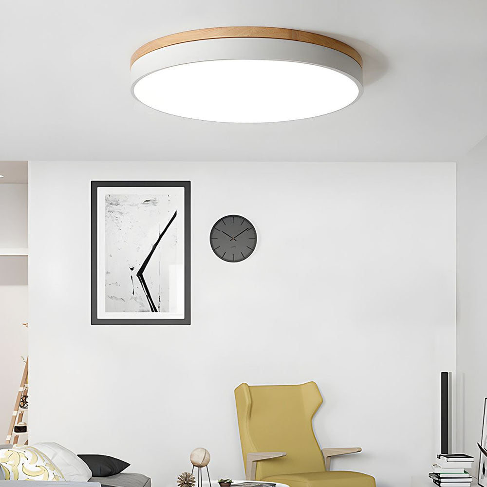 Elegant Wooden Round Flush Ceiling Lights for Living Room - Stylish Illumination for Home Décor and Ambient Lighting