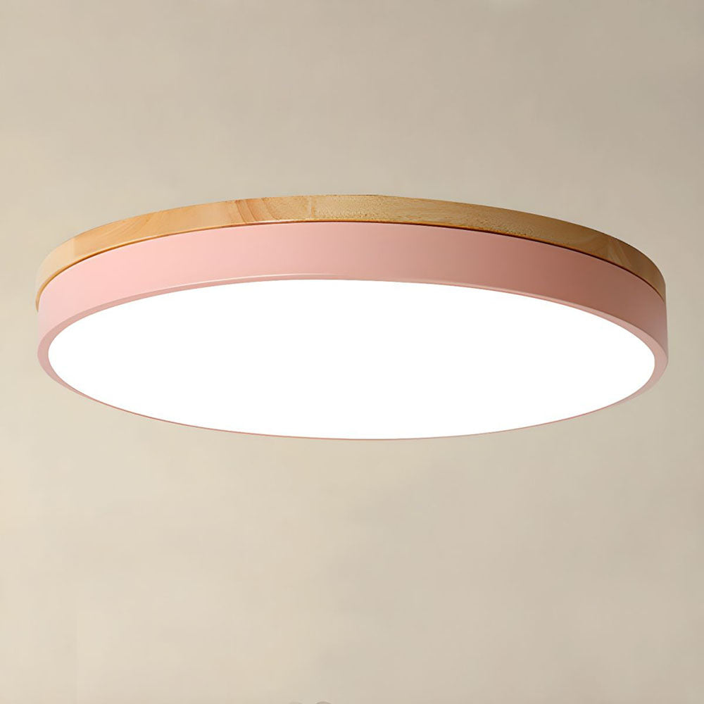 Elegant Wooden Round Flush Ceiling Lights for Living Room - Stylish Illumination for Home Décor and Ambient Lighting