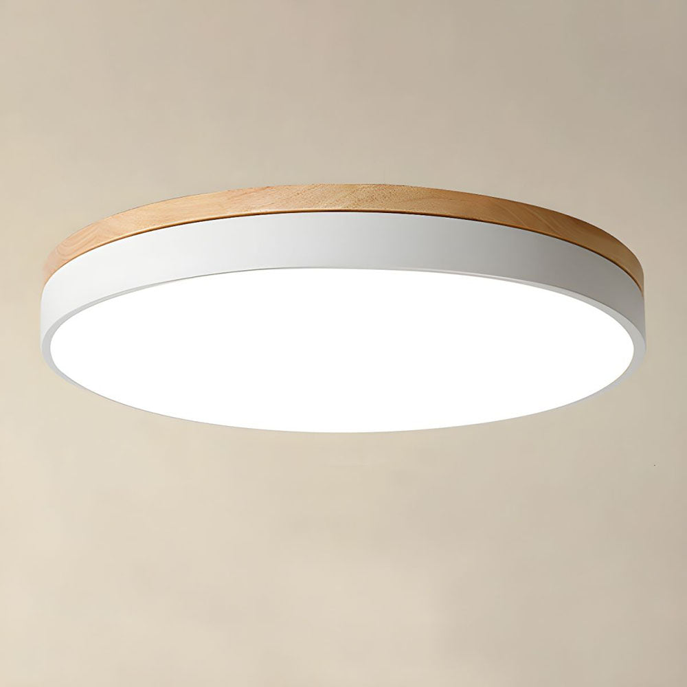 Elegant Wooden Round Flush Ceiling Lights for Living Room - Stylish Illumination for Home Décor and Ambient Lighting