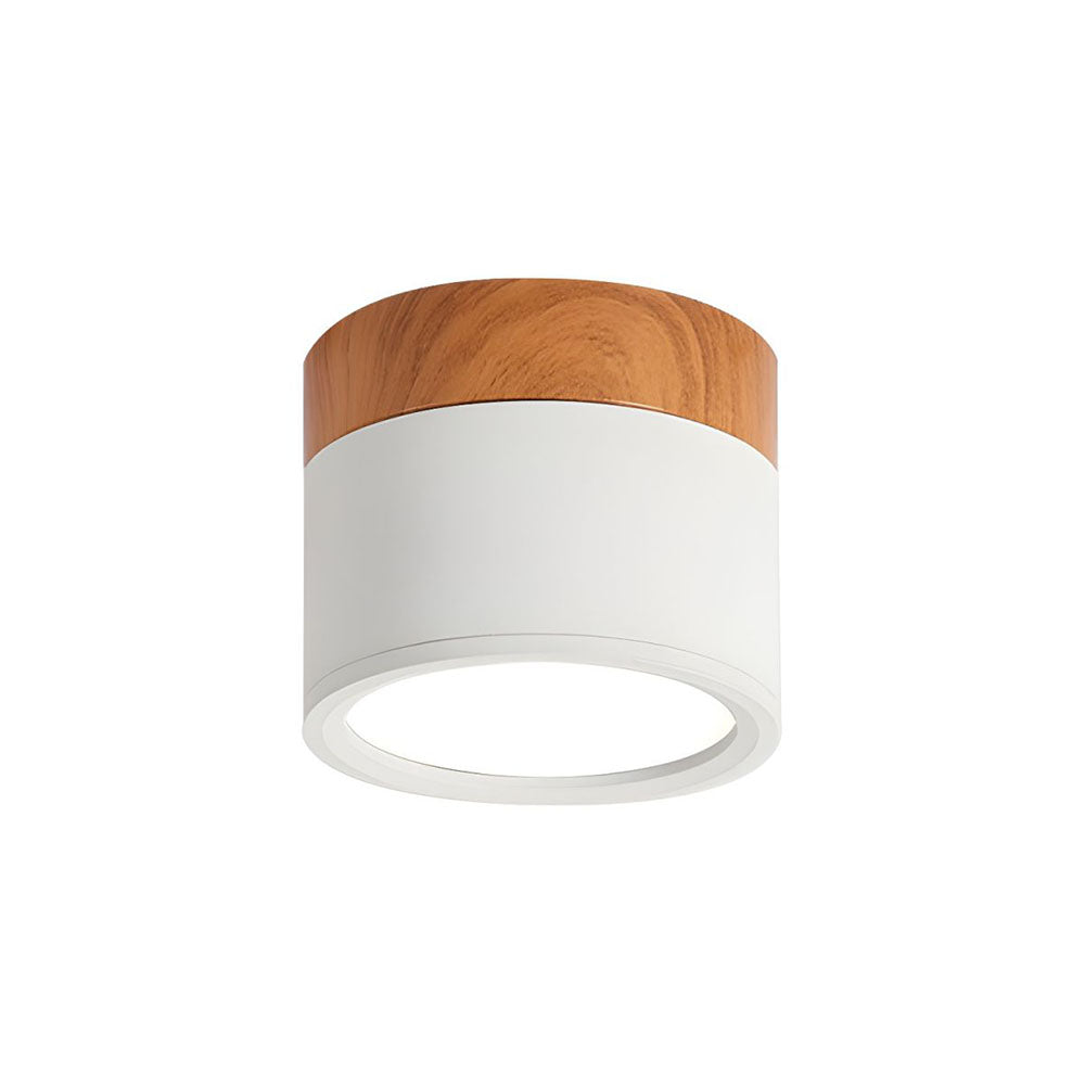 Ceiling Light with Pink Flush Wood Finish