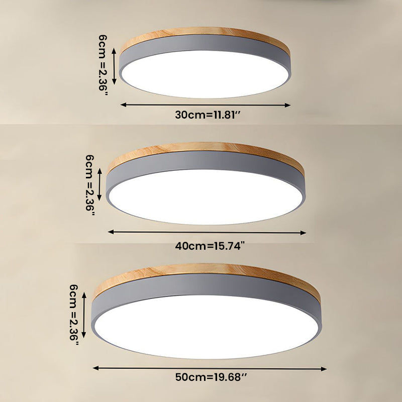 Elegant Wooden Round Flush Ceiling Lights for Living Room - Stylish Illumination for Home Décor and Ambient Lighting