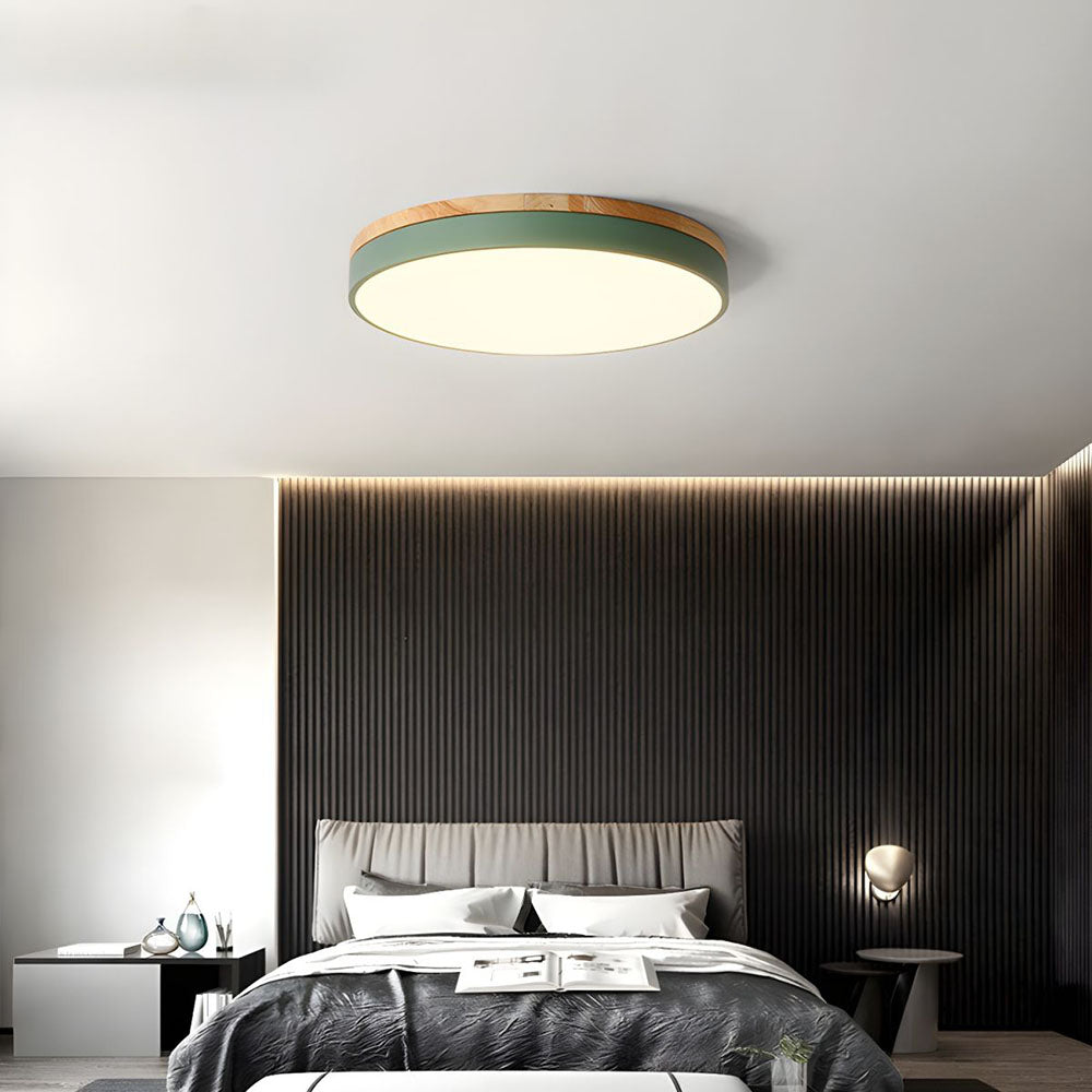 Elegant Wooden Round Flush Ceiling Lights for Living Room - Stylish Illumination for Home Décor and Ambient Lighting