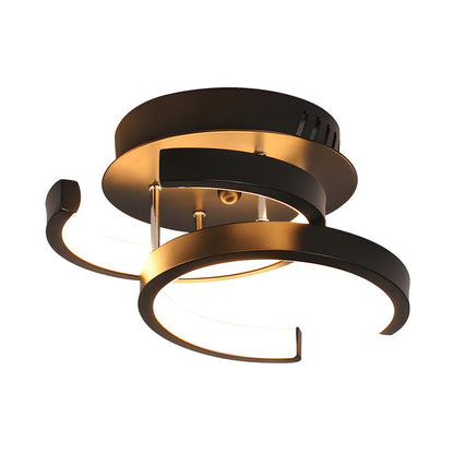 Plafonnier avec cadre en métal noir à LED