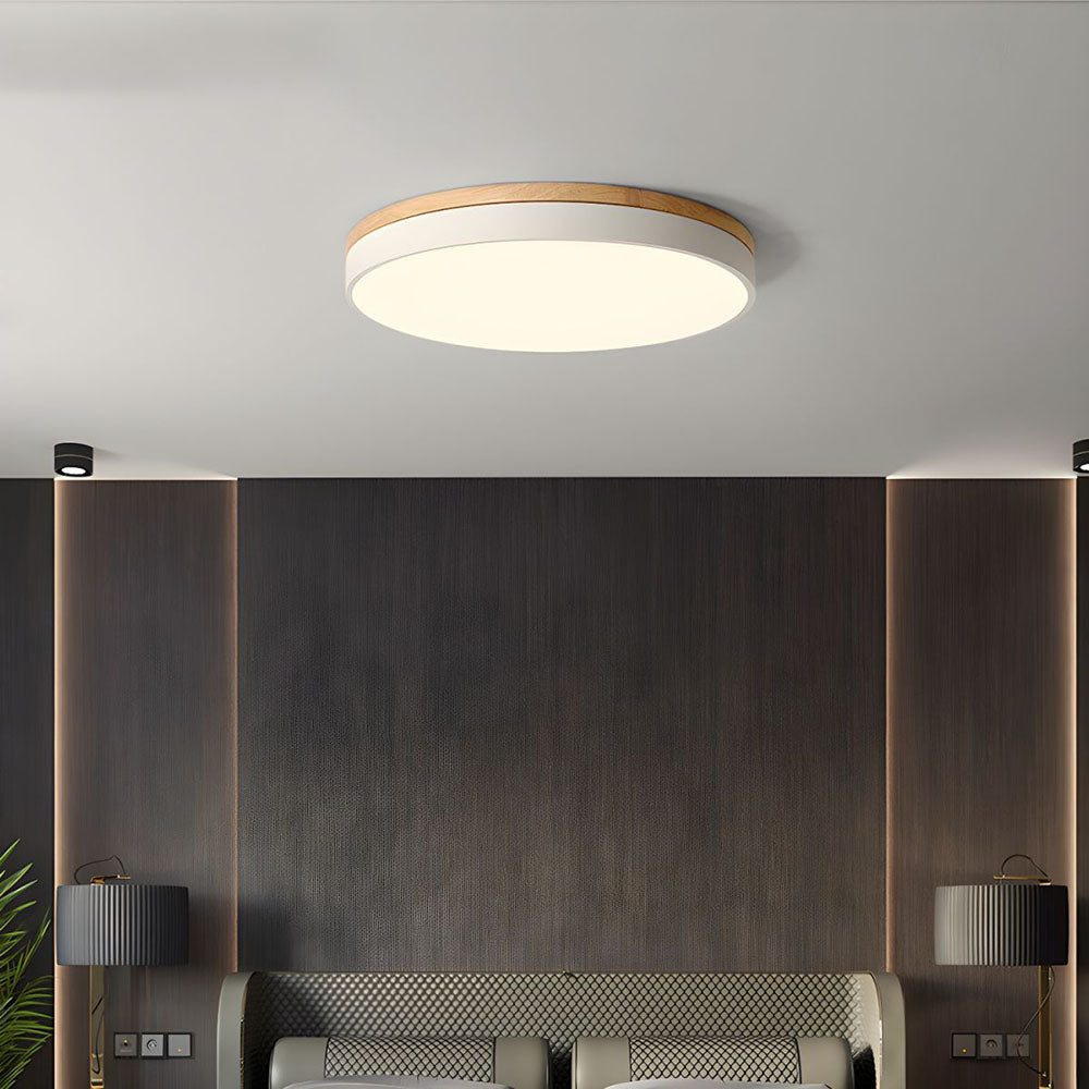 Elegant Wooden Round Flush Ceiling Lights for Living Room - Stylish Illumination for Home Décor and Ambient Lighting