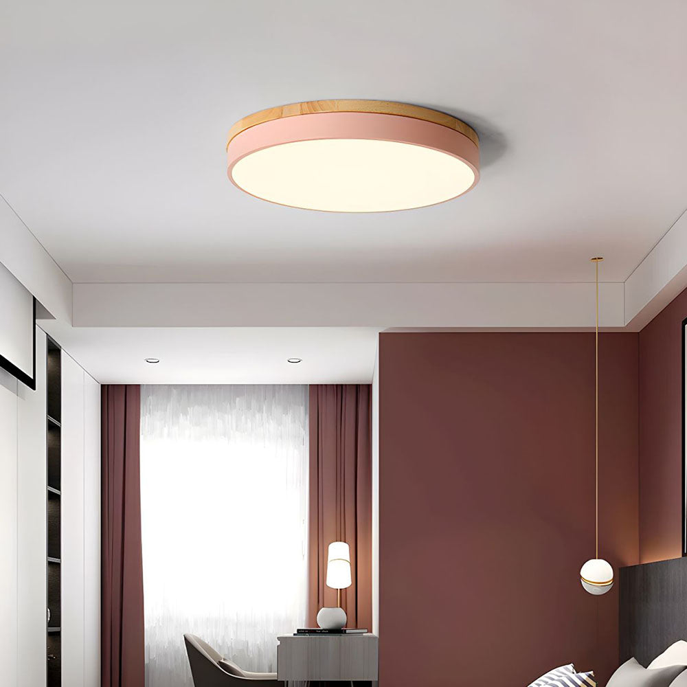 Elegant Wooden Round Flush Ceiling Lights for Living Room - Stylish Illumination for Home Décor and Ambient Lighting