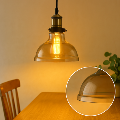 Pendant Light with Glass Shade and Vintage Style