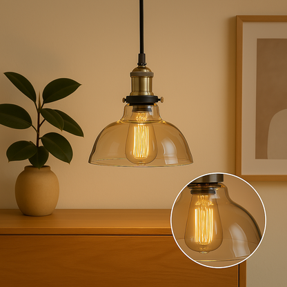 Pendant Light with Glass Shade and Vintage Style
