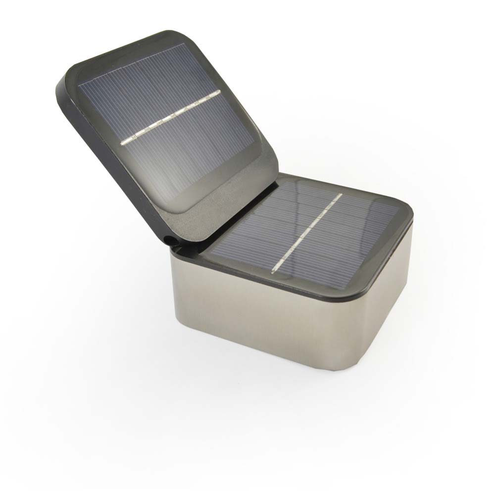 Aplique de pared de acero inoxidable, lámpara solar para exterior.