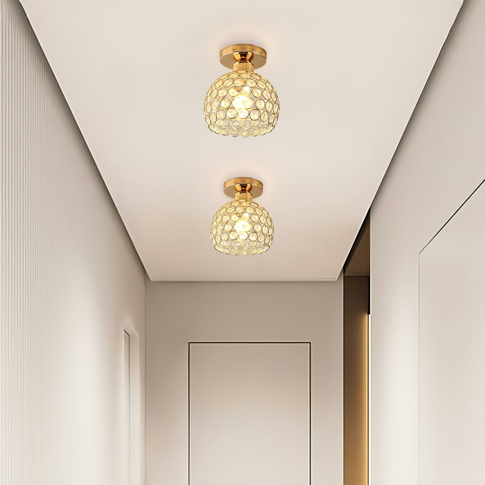 Contemporary Gold Glass Ceiling Light for Hallway - Elegant Modern Design Lighting Fixture for Stylish Home Interiors