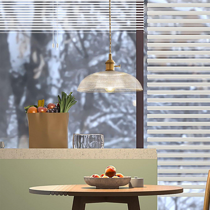 Pendant Light with Ribbed Glass Shade