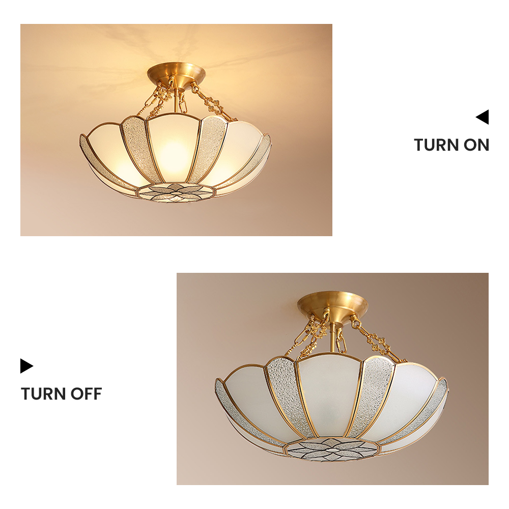 Elegant Traditional Semi Flush Glass Ceiling Light Fixture for Timeless Home Illumination and Style