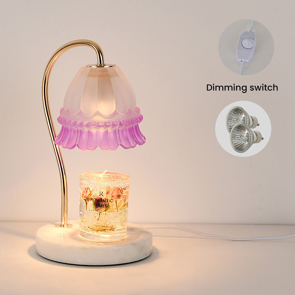 Elegant Glass Flower-Shaped Mini Candle Warming Lamp for Ambient Lighting and Home Décor