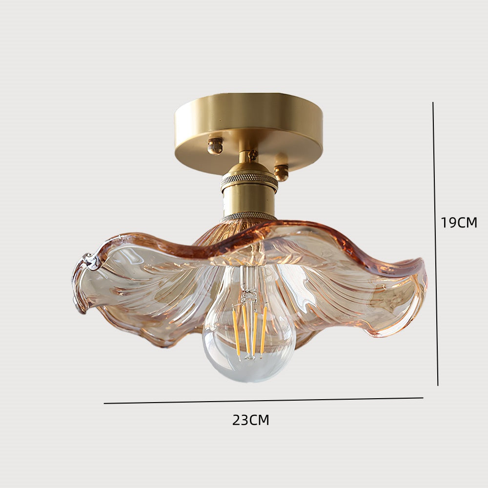 Vintage Floral Glass Ceiling Light Fixture for Kitchen - Elegant Home Lighting with Beautiful Flower Design