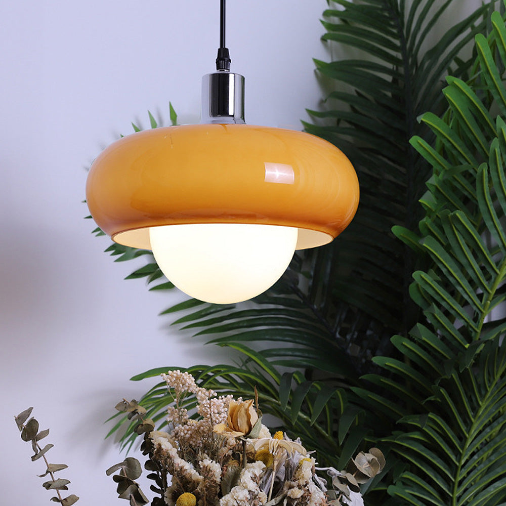 Bauhaus-Inspired Dome Coffee Glass Pendant Light – Stylish, Simple Lighting for Modern Interiors