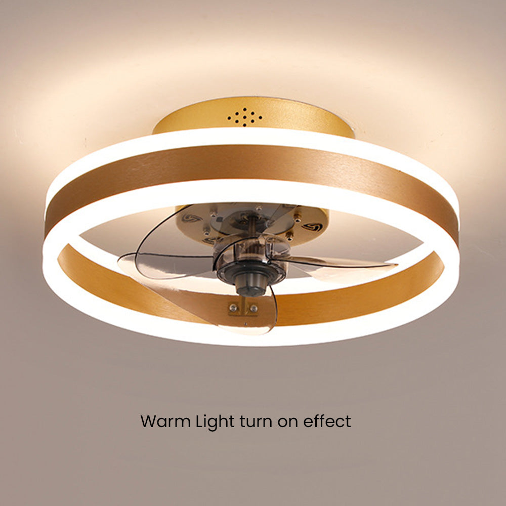 Simple Round Ceiling Fan with LED Light for Bedroom - Stylish and Efficient Home Lighting and Cooling Solution