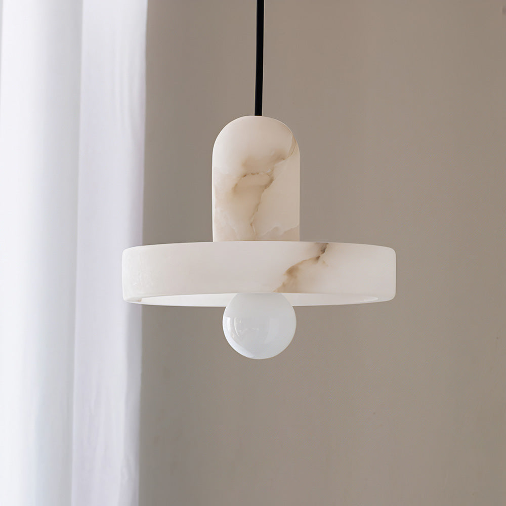 Elegant White Marble Pendant Light for Stylish Living Room Décor and Ambient Illumination