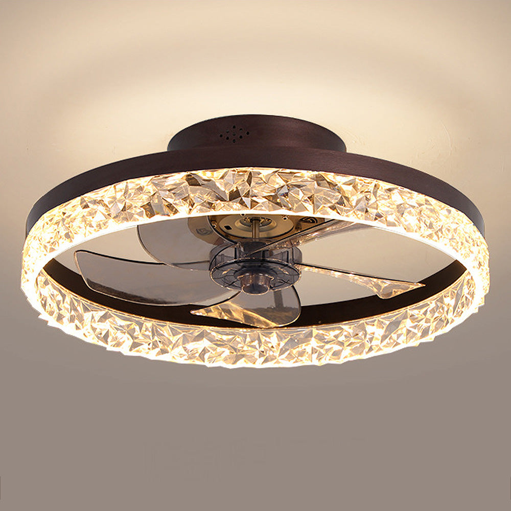 Modern Round Ceiling Fan with LED Light - Stylish Hardware Design for Enhanced Airflow and Illumination in Any Room