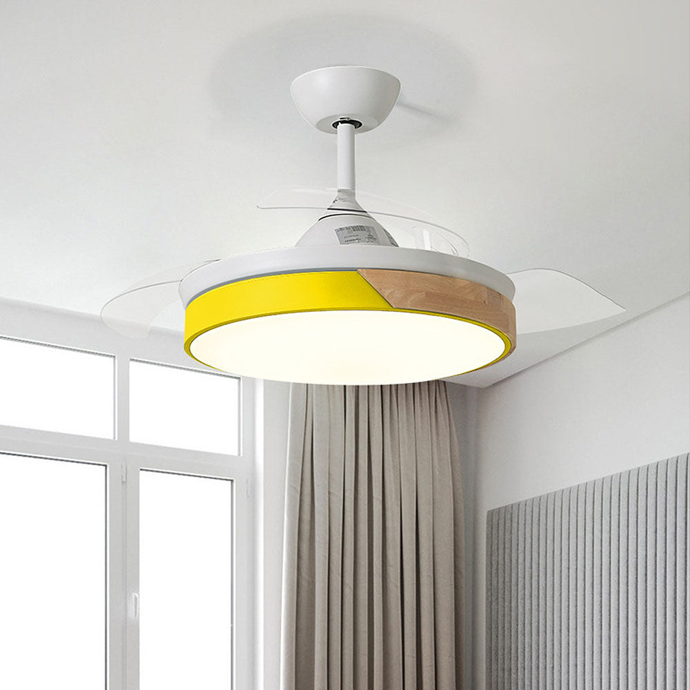 Acrylic Macaron-Inspired Ceiling Fan with Light for Restaurants - Stylish and Functional Lighting Solution