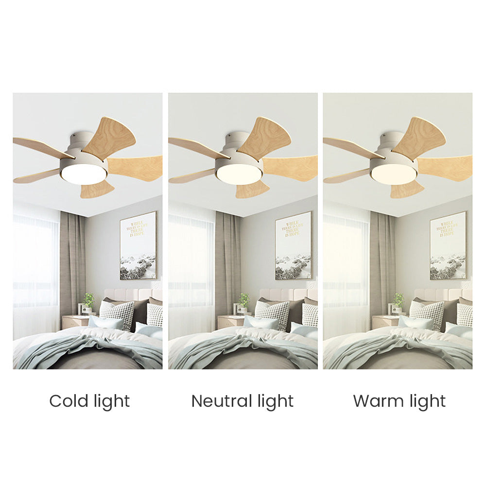 Contemporary Wood Semi-Flush Ceiling Fan with Integrated Lighting for Stylish Home Comfort and Modern Decor