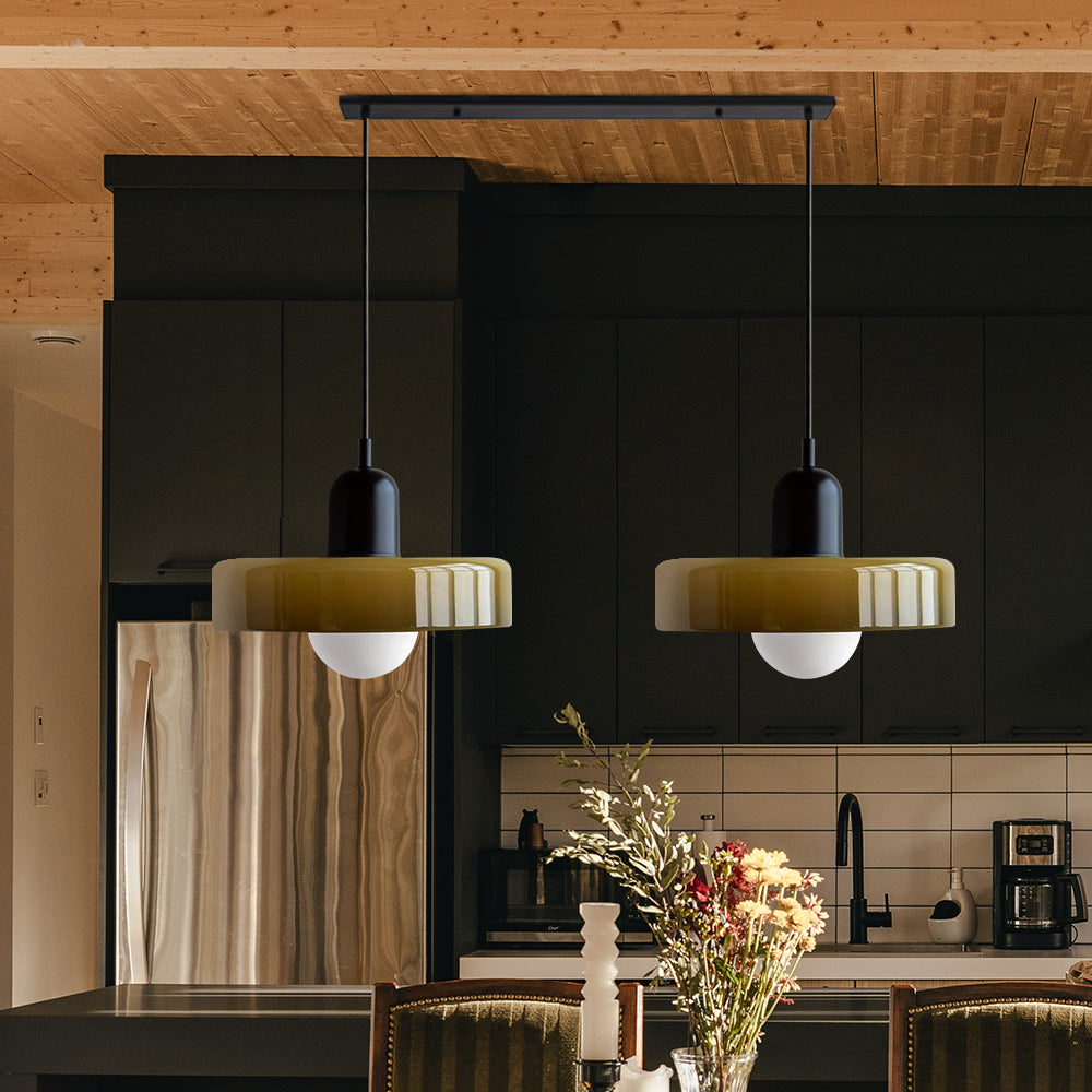 Contemporary Bauhaus Stained Glass Pendant Light with Dual Heads for Stylish Home Illumination