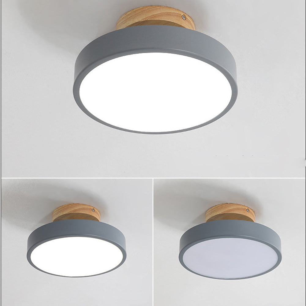 LED Ceiling Light Wooden Flush Mount Fixture