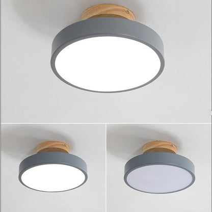 LED Ceiling Light Wooden Flush Mount Fixture
