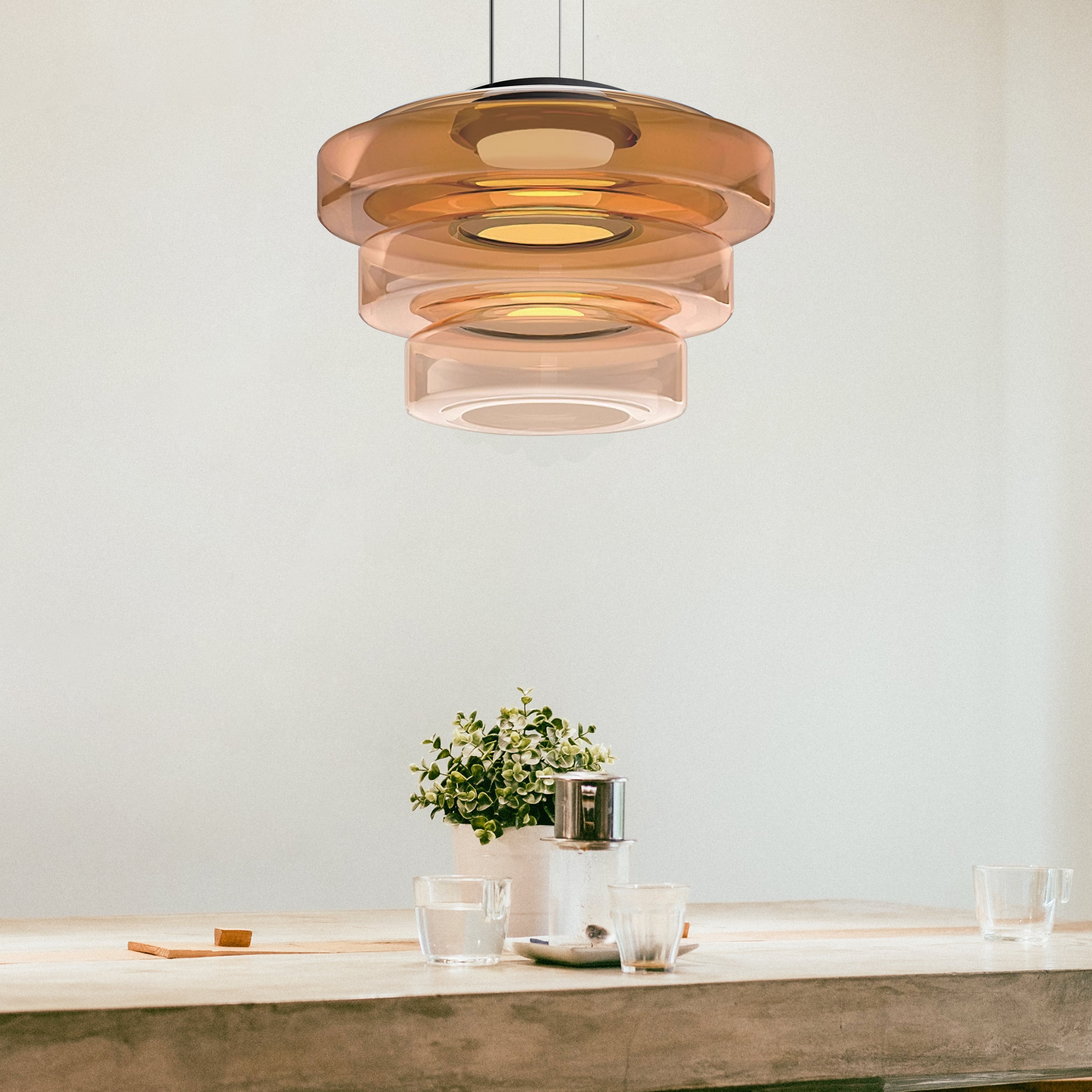 Contemporary Round Glass Pendant Light Fixture – Stylish Modern Lighting for Home Interiors and Elegant Spaces