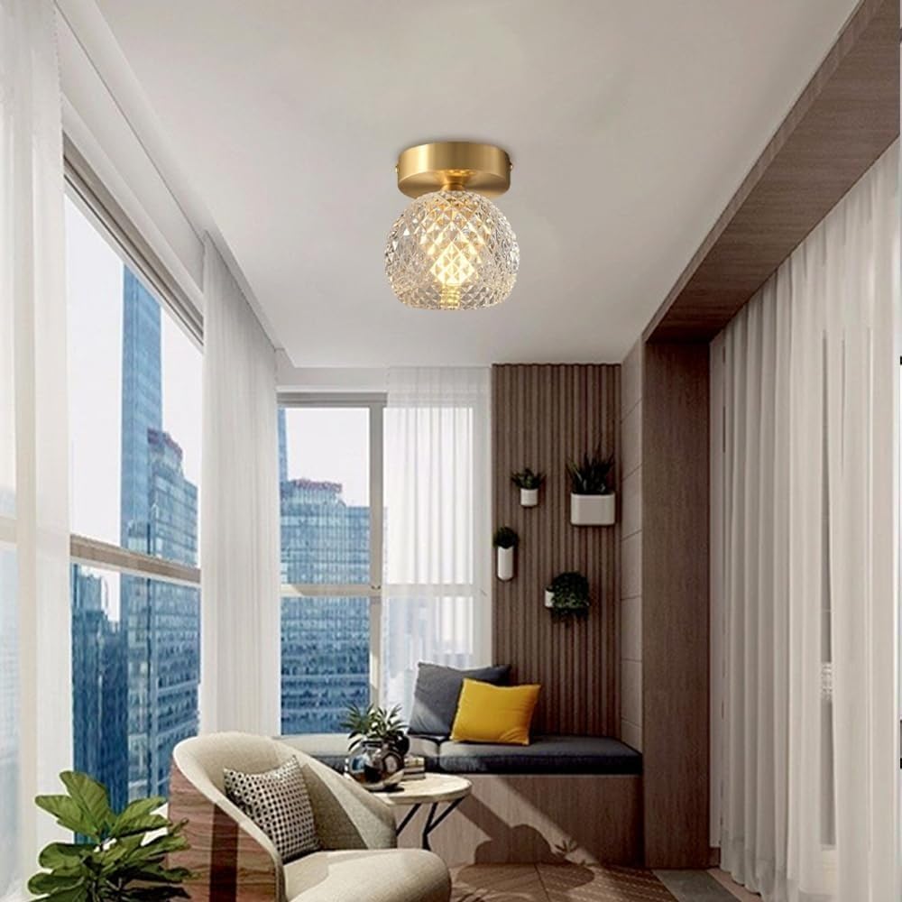 Contemporary Mini Clear Semi-Flush Ceiling Light for Hallway - Stylish and Modern Illumination Solution