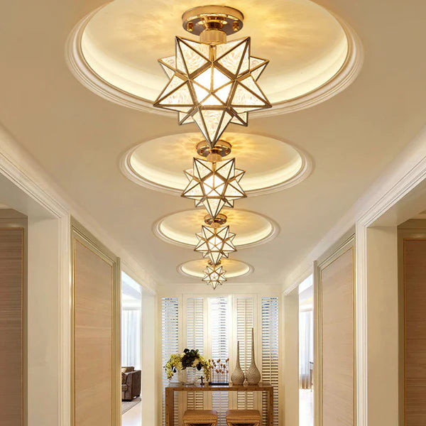 Star-Shaped Semi-Flush Mount Ceiling Light Fixture - Elegant Design for Modern Home Décor and Ambient Lighting Solutions