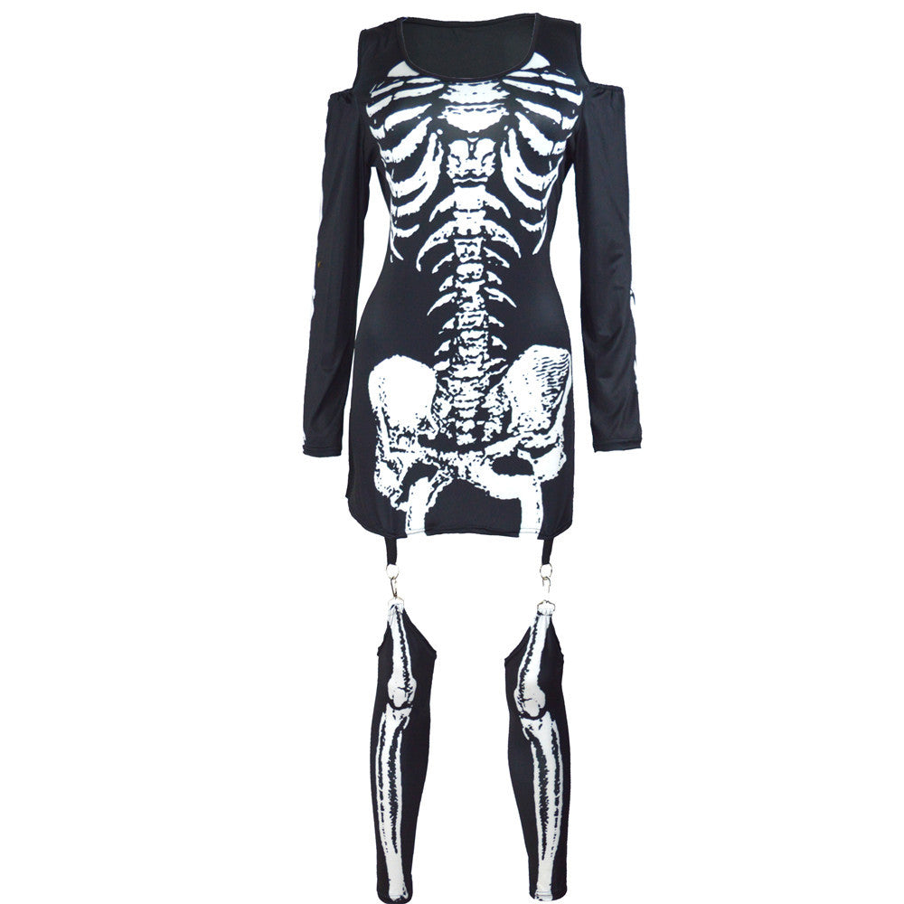 Women's Costume - Skeleton Print Mini
