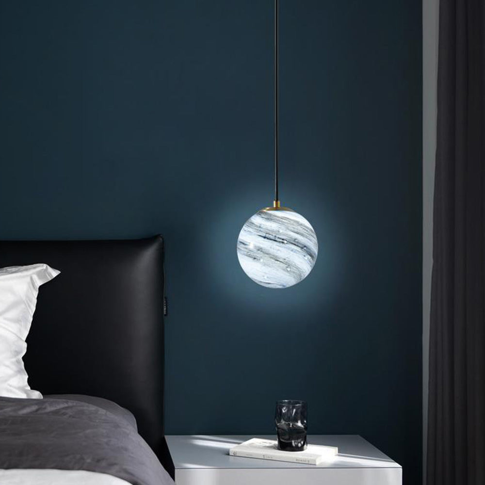 Creative Planet Glass Pendant Light for Stylish Bedroom Illumination and Modern Home Décor