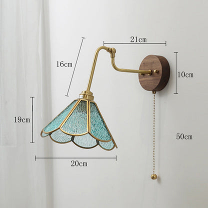 Applique murale avec abat-jour en verre laiton vintage