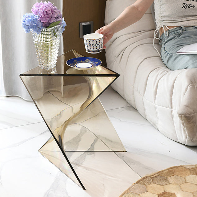 Side Table Modern Acrylic Twist Design