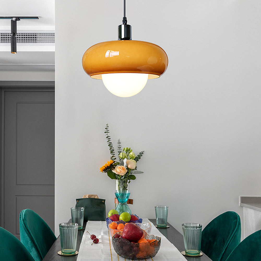 Bauhaus-Inspired Dome Coffee Glass Pendant Light – Stylish, Simple Lighting for Modern Interiors